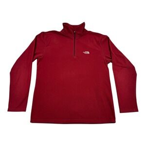 The North Face Sweater Mens Medium Red TKA 100 Fleece Quarter Zip Pullover